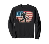 Bigfoot y alien tomados de la mano fondo de la bandera americana Sudadera