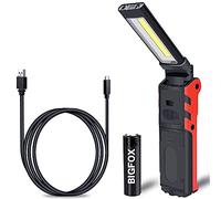 BIGFOX Linterna Taller LED Recargable 2000mAh, Lámpara de Inspección COB y LED 270° Rotate, Puede Ser Usado como Cargador Portátil, Linterna de Trabajo con Base Magnética y Gancho (Grande)