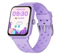 BIGGERFIVE Pulsera Actividad Sin App Niñas 5 a 14 años, Reloj Inteligente con Podómetro, Resistente al Agua 5 ATM, Monitor de Sueño, Despertador Vibratorio, Juegos de Rompecabezas, Lila poroso
