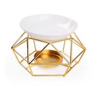 Bighan Quemador de Aceite, Quemador de Cera aromática de Metal con Tazón De Cerámica para SPA Yoga Meditación Casa Sala De Estar Decoración B- Dorado