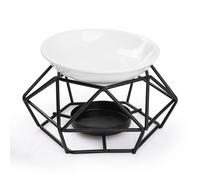Bighan Quemador de Aceite, Quemador de Cera aromática de Metal con Tazón De Cerámica para SPA Yoga Meditación Casa Sala De Estar Decoración B- Negro