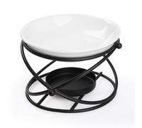 Bighan Quemador de Aceite, Quemador de Cera aromática de Metal con Tazón De Cerámica para SPA Yoga Meditación Casa Sala De Estar Decoración A- Negro