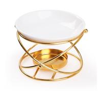 Bighan Quemador de Aceite, Quemador de Cera aromática de Metal con Tazón De Cerámica para SPA Yoga Meditación Casa Sala De Estar Decoración A- Dorado