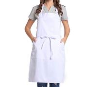 BIGHAS Delantal ajustable con lazos largos para mujeres y hombres, 18 colores, chef cocina, Blanco