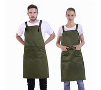 BIGHAS Delantal estilo de espalda H con bolsillo para mujeres, hombres, ajustable, tamaño grande, cómodo, cocina, hogar, cocina, 12 colores (verde bronce)