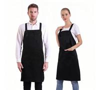 BIGHAS Delantal estilo H con bolsillo para mujeres y hombres, ajustable, tamaño grande, cómodo, cocina, hogar, cocina, 12 colores, Negro, Large