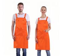 BIGHAS Delantal estilo trasero en H con bolsillo para mujeres y hombres, ajustable, tamaño grande, cómodo, cocina, hogar, cocina, 12 colores (naranja)