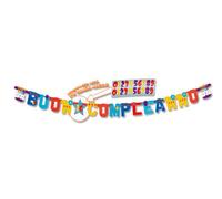 bigiemme guirnalda feliz Cumpleaños tarta Jumbo personalizable con pegatinas 365 x 20 cm, Multicolor, 5it29053