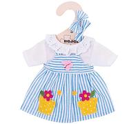 Bigjigs Toys Vestido para muñeca de trapo suave Rayado azul 28 cm con accesorios a juego