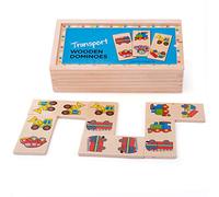 Bigjigs Juguetes Domin? de Madera (Transporte) con Caja de Almacenamiento