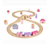 Bigjigs Rail Fairy Figure of Eight Wooden Train Set - 35pc Girls Train Set with Pink Train & Fairy Bigjigs Train Accessories, Quality Princess Toys