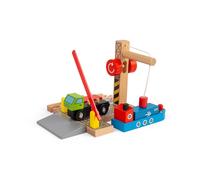 Bigjigs Rail, Shipping Container Yard, Wooden Toys, Wooden Cra (Importación USA)