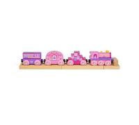Bigjigs Rail Tren de princesa, trenes de madera rosa, juego de cuento de hadas Montessori, modelo de ferrocarril con destellos, pasteles y regalos, juegos de madera para niños pequeños, regalos de