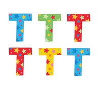 Bigjigs- Star Letter T (6) Mobiliario, decoración y Almacenamiento para niños, Multicolor (BJ580)