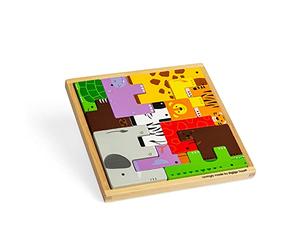 Bigjigs Toys Animal Lock-a-Block Puzzle - 11pc Building Block Puzzle & Stacking Animals Toy in One, Puzzle Games for 3 4 5 Year olds, Tangram Puzzles for Kids