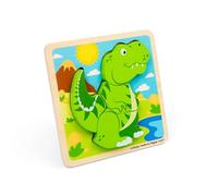 Bigjigs Toys Chunky Lift Out T-Rex | Rompecabezas de madera de dinosaurio para niños | Primeros rompecabezas para niños pequeños | Juguete de 5 piezas con formas grandes | Rompecabezas para bebés |