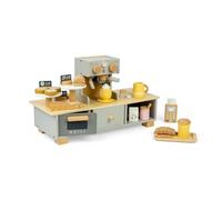 Bigjigs Toys Coffee Shop - Juego de café de madera para niños, juegos de cocina y cocina, accesorios de juego de rol para niños pequeños, regalos para niños a partir de 3 años