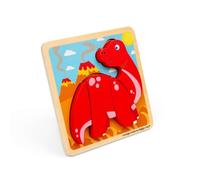 Bigjigs Toys Diplodocus de elevación gruesa | Rompecabezas de dinosaurio de madera | Primeros rompecabezas para niños con tablero de dinosaurios de madera | Juguete de aprendizaje de formas para niños