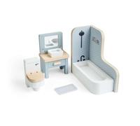 Bigjigs Toys Juego de baño | Muebles de casa de muñecas de madera | Accesorios de baño de juguete para casa de muñecas | Juego de figuras de baño, fregadero e inodoro en miniatura | Juego de