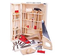 Bigjigs Toys Junior Kinder-Werkzeugset, 28-Teiliges Set mit echtem Hammer & Sägen