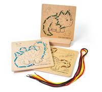 Bigjigs Toys, Lacing By Numbers - Dinosaur, Wooden Toys, Lacin (Importación USA)