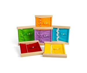 Bigjigs Toys Marcos de fijación: juego de 6 piezas para aprender a vestirse, tablas de madera, educativas y ecológicas, regalos Montessori de aprendizaje temprano para niños pequeños y niños, a partir