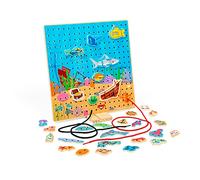 Bigjigs Toys Marine Lace-a-Shape Game - 30 Geometric Shape Lacing Cards & 6 Laces, Fine Motor Skills Toys, Threading Toys for 2+ Year Olds, Ideal Early Learning & Threading Toddler Toy