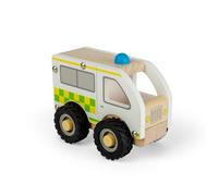 Bigjigs Toys Mini ambulancia | Vehículos pequeños de servicios de emergencia | Juguete de vehículo de madera para niños | Ambulancias de juego para niños pequeños | Juego de rol para niños y niñas |