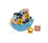 Bigjigs Toys Moon Balance Stacker, Juguete apilable de Madera con Forma de Luna y Estrellas de 9 Piezas, Juegos de Equilibrio Montessori para bebés pequeños, Regalos para niños de 1 a 3 años.
