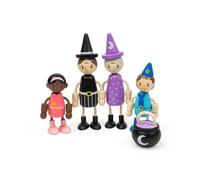 Bigjigs Toys Muñecas de cuento de hadas | Personas de madera y personajes de fantasía para una casa de muñecas | Pequeñas figuras de juguete de hada, bruja, mago y hada para niños | Accesorios de casa
