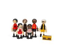 Bigjigs Toys Muñecas piratas | Juego de 6 piratas para casa de muñecas de madera o juguete de barco | Figuras de madera para juegos de rol de niños | Incluye pequeño cofre del tesoro | Juego de