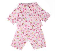 Bigjigs Toys Pijama de día (mediano) | Conjunto de pijama de 2 piezas con diseño de cerezo rosa y corazón | Ropa y accesorios suaves para muñecas | Ropa de muñeca de felpa para niñas y niños |