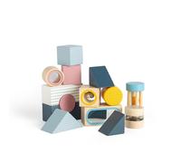 Bigjigs Toys Sensory Explorer-blokken - 14-delige houten bouwstenen met dienblad