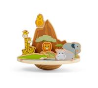 Bigjigs Toys Tabla oscilante de la jungla, juguete de madera apilable y equilibrado para niños | Juego para niños con figuras de animales safari equilibrantes | Montessori de 10 piezas de juego
