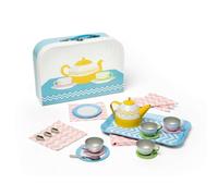 Bigjigs Toys Tin Tea Set, Juego de té Mini de 25 Piezas con Estuche, Accesorios de Picnic para niños, Regalos para niños de 3+ años.