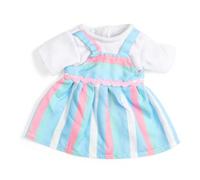 Bigjigs Toys Vestido a rayas (pequeño) | Ropa de muñeca para muñecas de trapo para niños | Vestidos azules, blancos y rosas para muñecas suaves | Ropa de juguete de Ragdoll para juegos de rol
