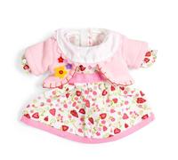 Bigjigs Toys Vestido de corazón con cárdigan rosa (mediano) | Traje de muñeca de trapo de 2 piezas | Ropa y accesorios suaves para muñecas | Ropa de muñeca para juguete de peluche | Gran regalo para
