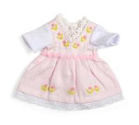 Bigjigs Toys Vestido de muñeca rosa (pequeño) | Ropa suave para muñecas | Bonitos vestidos y trajes con volantes con patrón de flores para un juguete de peluche | Muñecas de trapo y accesorios para