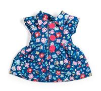 Bigjigs Toys Vestido floral azul marino, pequeño, ropa de muñeca, vestidos de patrón de flores con cuello azul para muñecas de niños, trajes de muñeca de trapo, ropa de juguete suave para niños