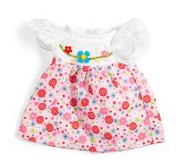 Bigjigs Toys Vestido rosa con mangas de encaje - Pequeño | Ropa de muñeca | Vestidos florales para muñecas suaves para niños | Traje para muñeca de trapo con flores rojas | Accesorios de juguete para