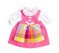 Bigjigs Toys Vestido rosa con Pinafore-S | Ropa de muñeca | Vestidos y Pinafores para muñecas suaves de niños | Ropa de muñeca de trapo con estampado a cuadros | Regalos de juego imaginativo para