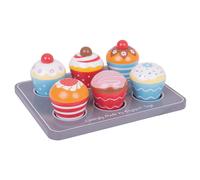 Bigjigs Toys Wooden Cupcakes Muffin Tray - Pretend Play Food (Importación USA)