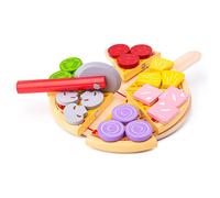 Bigjigs Toys Wooden Cutting Pizza with Wooden Toppings and Piz (Importación USA)