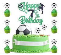 BIGJIYU 9 Piezas Decoracion Tartas Cumpleaños Niño 7,1 Futbol Happy Birthday Decoracion Y 8 Cupcake Para Fiestas Temáticas de Fútbol, 2023-7TH
