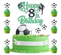 BIGJIYU 9 Piezas Decoracion Tartas Cumpleaños Niño 8,1 Futbol Happy Birthday Decoracion Y 8 Cupcake Para Fiestas Temáticas de Fútbol, 2023-8TH