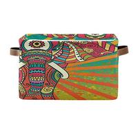 BIGJOKE - Cesta de almacenamiento tribal de elefante africano para juguetes, cesta de almacenamiento de ropa, plegable con asas, cesta de almacenamiento de tela, para estante, cuarto de bebé, hogar y oficina