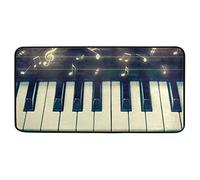 BIGJOKE - Felpudo de cocina con diseño de piano y notas musicales, antideslizante, de goma, cómodo, para cocina, baño, decoración del hogar, 99 x 51 cm