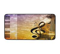 BIGJOKE - Felpudo de cocina con diseño de piano y notas musicales, antideslizante, de goma, cómodo, para cocina, baño, decoración del hogar, 99 x 51 cm