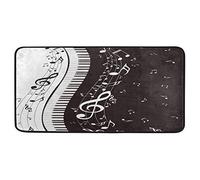BIGJOKE - Felpudo de cocina con diseño de piano y notas musicales, antideslizante, de goma, cómodo, para cocina, baño, decoración del hogar, 99 x 51 cm