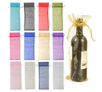BigKego 12 bolsas de organza para botellas de vino, bolsas de regalo con cordón, 14 x 37 cm, bolsas para botellas de vino, champán, boda, Navidad, fiesta